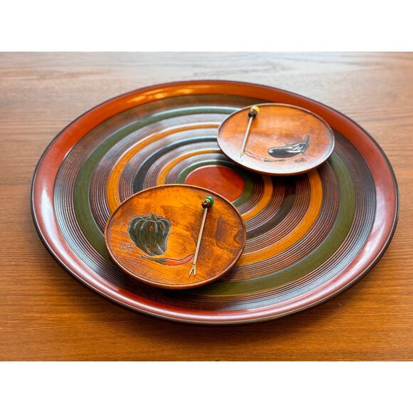 15in Vintage Japanese Urushi Lacquer Wooden Tray (Kagawa Shikki / Obon) - Picture 9 of 12